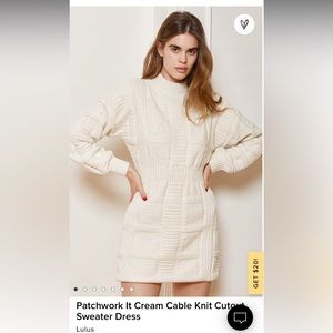 Lulu’s Patchwork It Cream Cable Knit Cutout Sweater Dress - NWOT - SIZE SMALL
